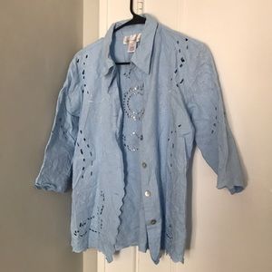 Linen Embroidered Top